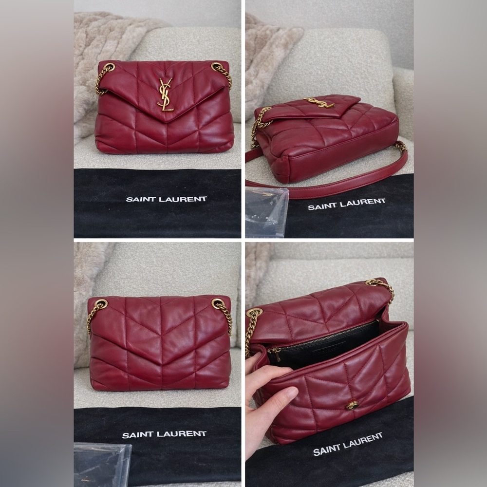 Saint Laurent Small LouLou Leather Red Puffer Bag